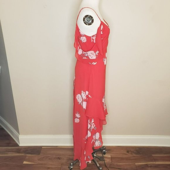 Chic Red Floral High Low Dress - Picture 2 of 11